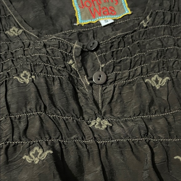 Johnny Was Chocolate Brown Blouse with Embroidery Size Small - Picture 5 of 11
